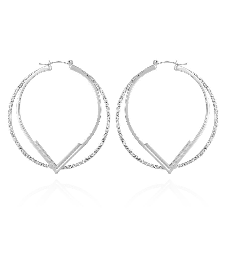 

Серьги-кольца с бриллиантовой инкрустацией Vince Camuto, Silver-Tone