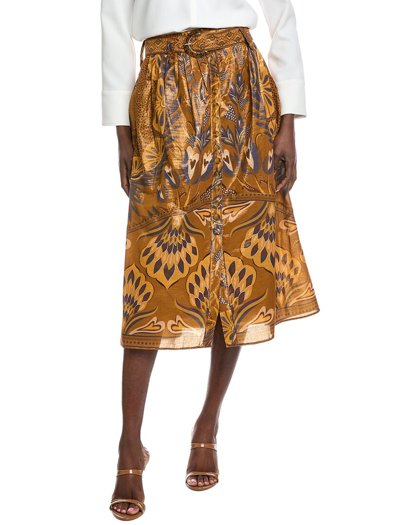 

FARM Rio Heart Forest Gold Midi Skirt