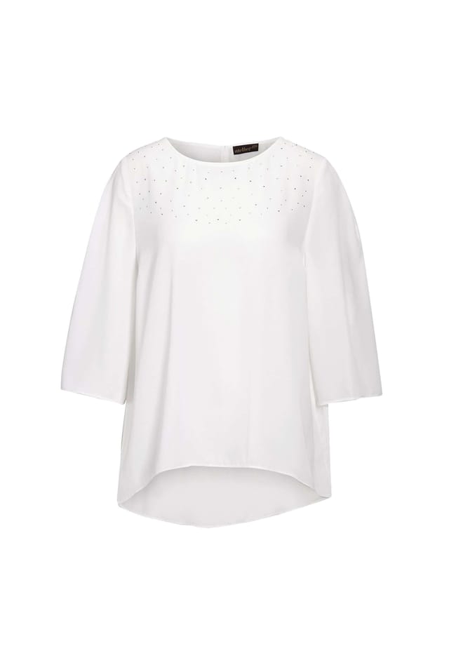 

Короткий размер: элегантная шифоновая блузка с блестками. Goldner, белый