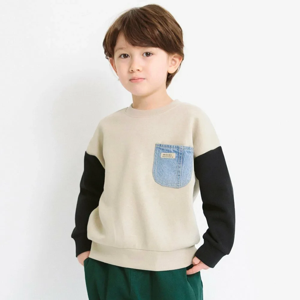 Джинсовая толстовка на флисовой подкладке с карманом Branshes, beige
