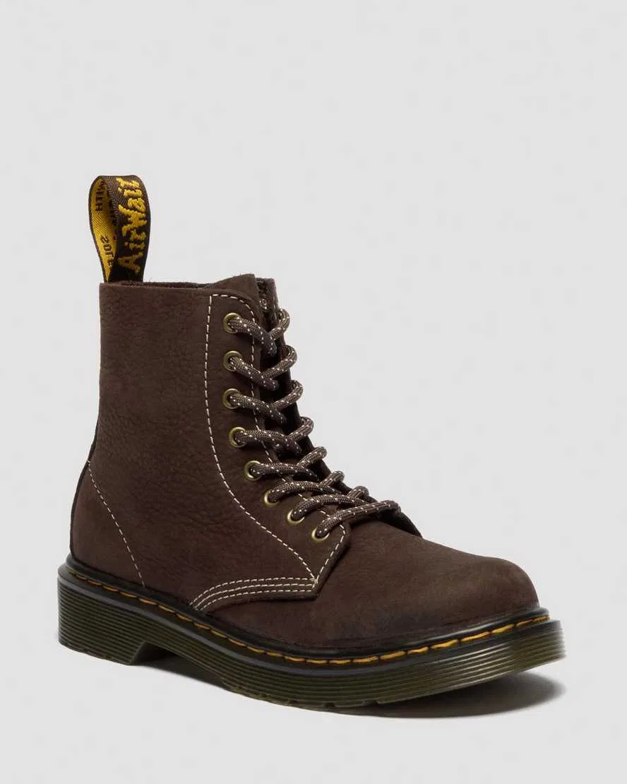 Детские ботинки Junior 1460 из зернистой нубуковой кожи Dr Martens, коричневый