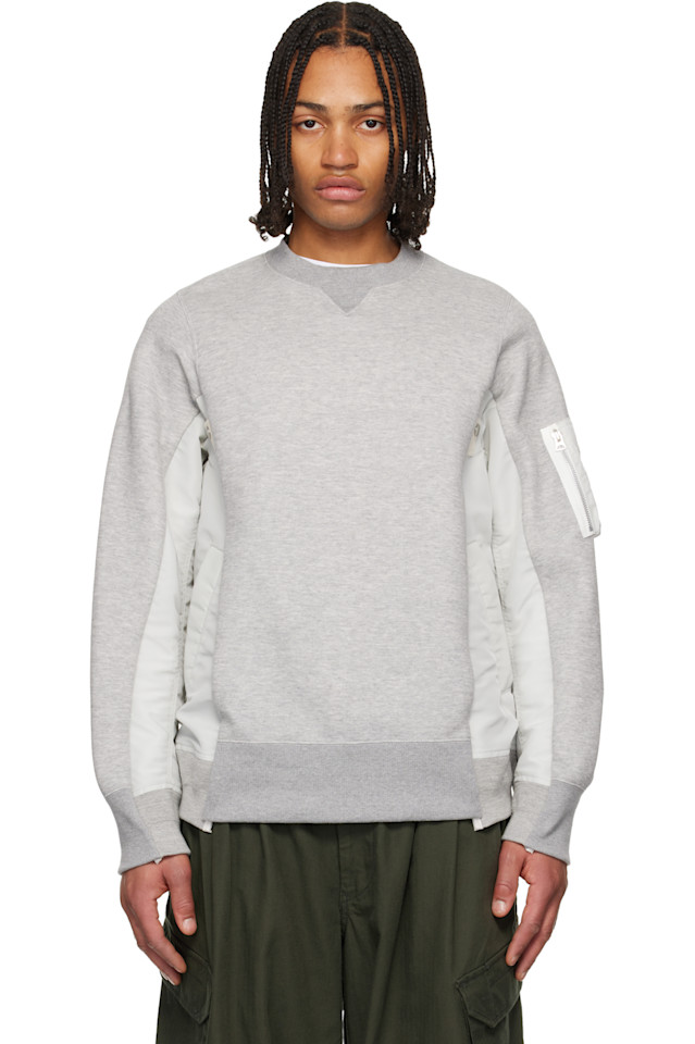 

Sacai Серая толстовка из вспененного материала и нейлоновой саржи