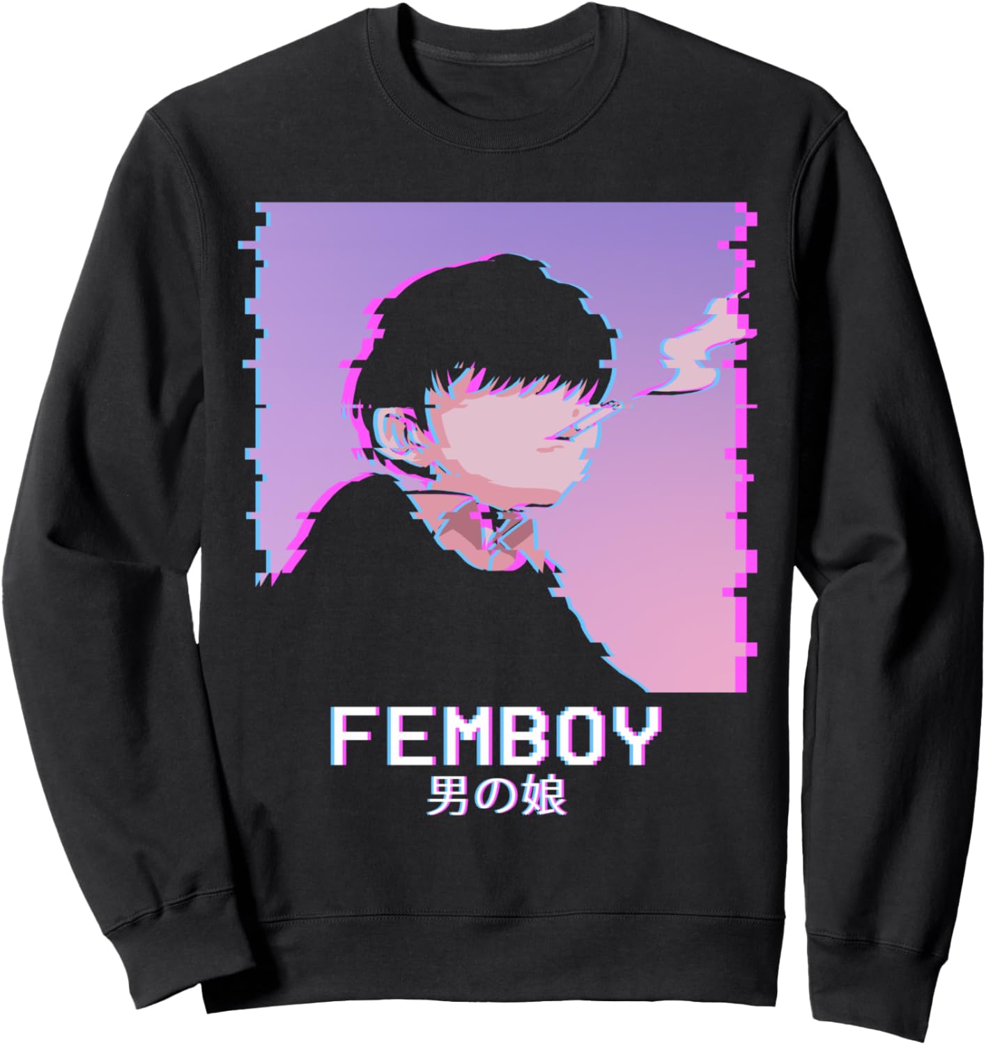

Толстовка в стиле японского эмо-вейпорвейва с изображением фембоя Femboy Clothes, черный