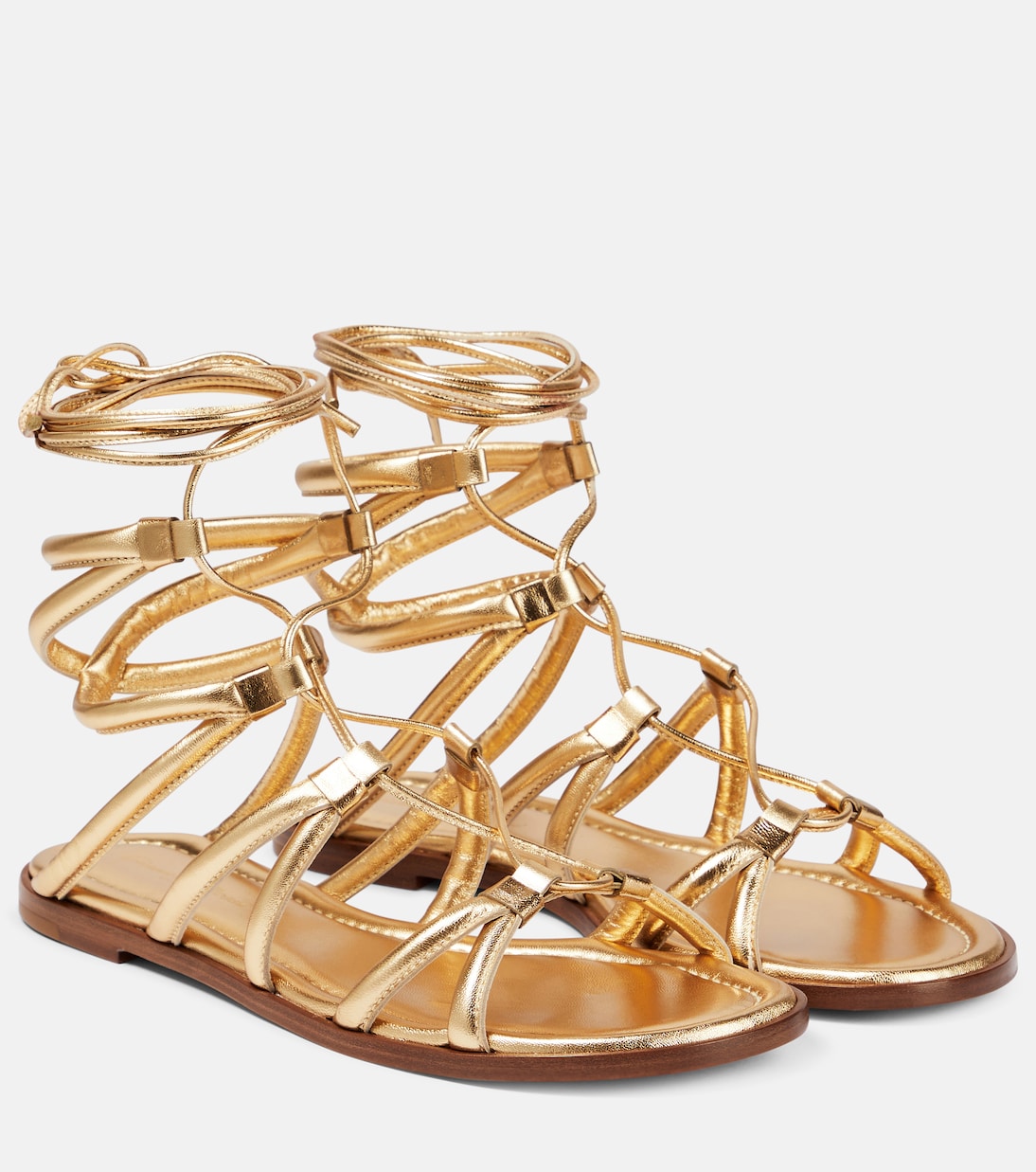 Сандалии Vesta из металлизированной кожи Gianvito Rossi, Mekong