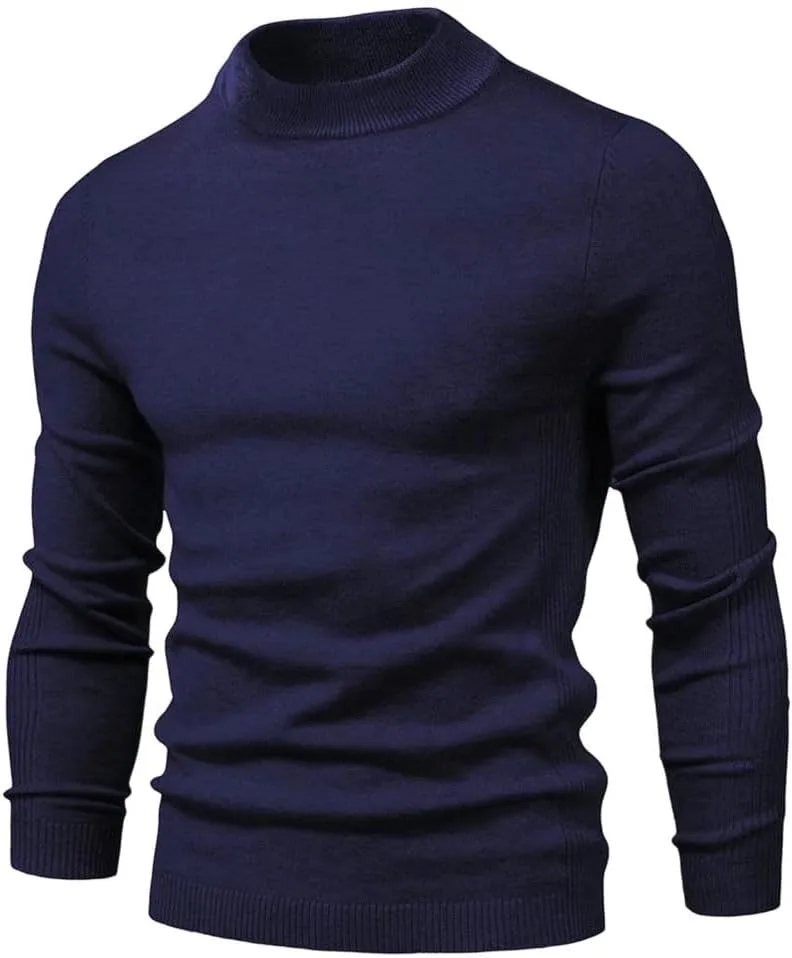 

Зимний мужской свитер с воротником-стойкой — мягкий повседневный однотонный трикотаж для ежедневной носки