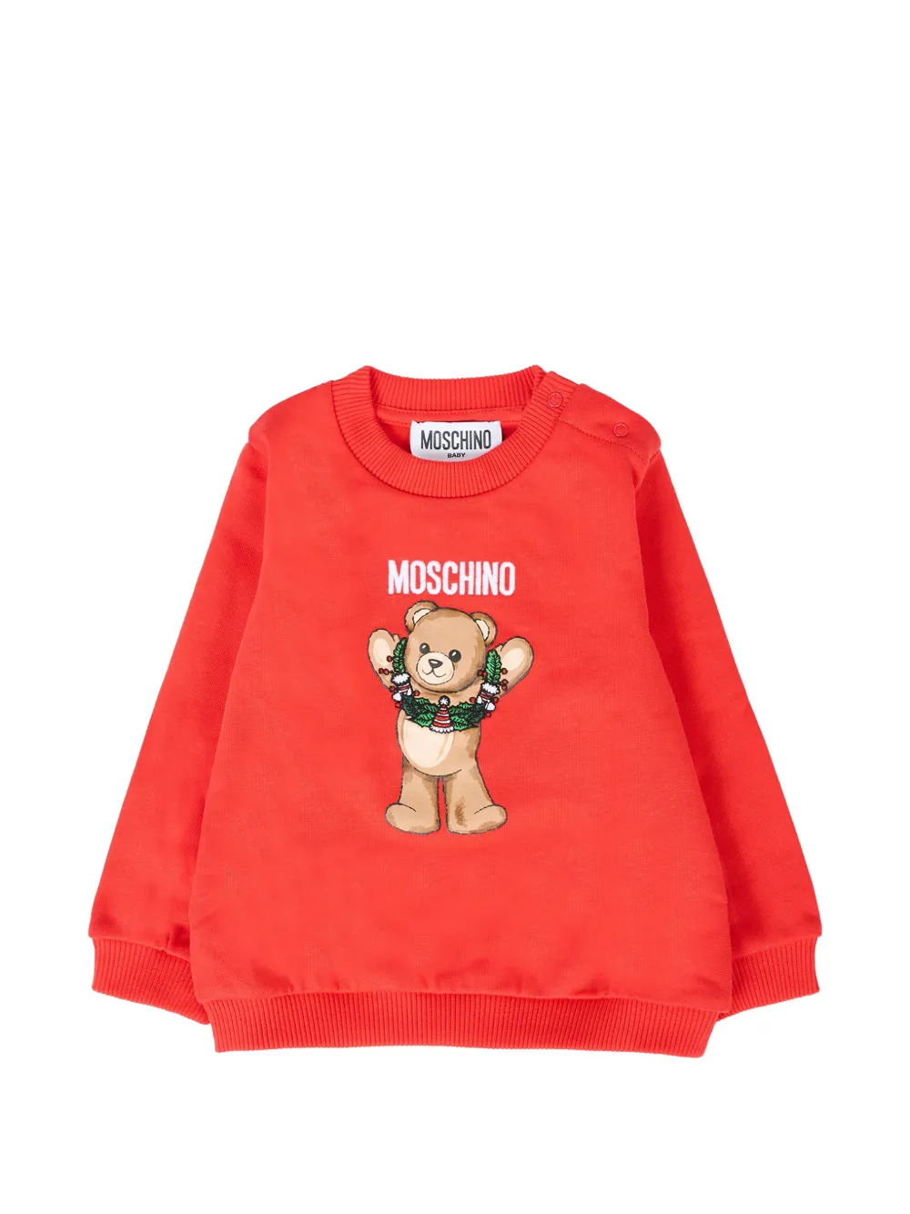 

Свитшот с принтом медвежонка Moschino Kids, красный