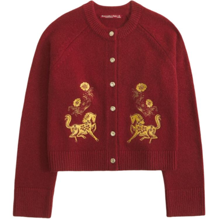 

Коллекция Horse Year Spring Festival Collection SS26, вязаный свитер, женский Abercrombie＆Fitch, красный