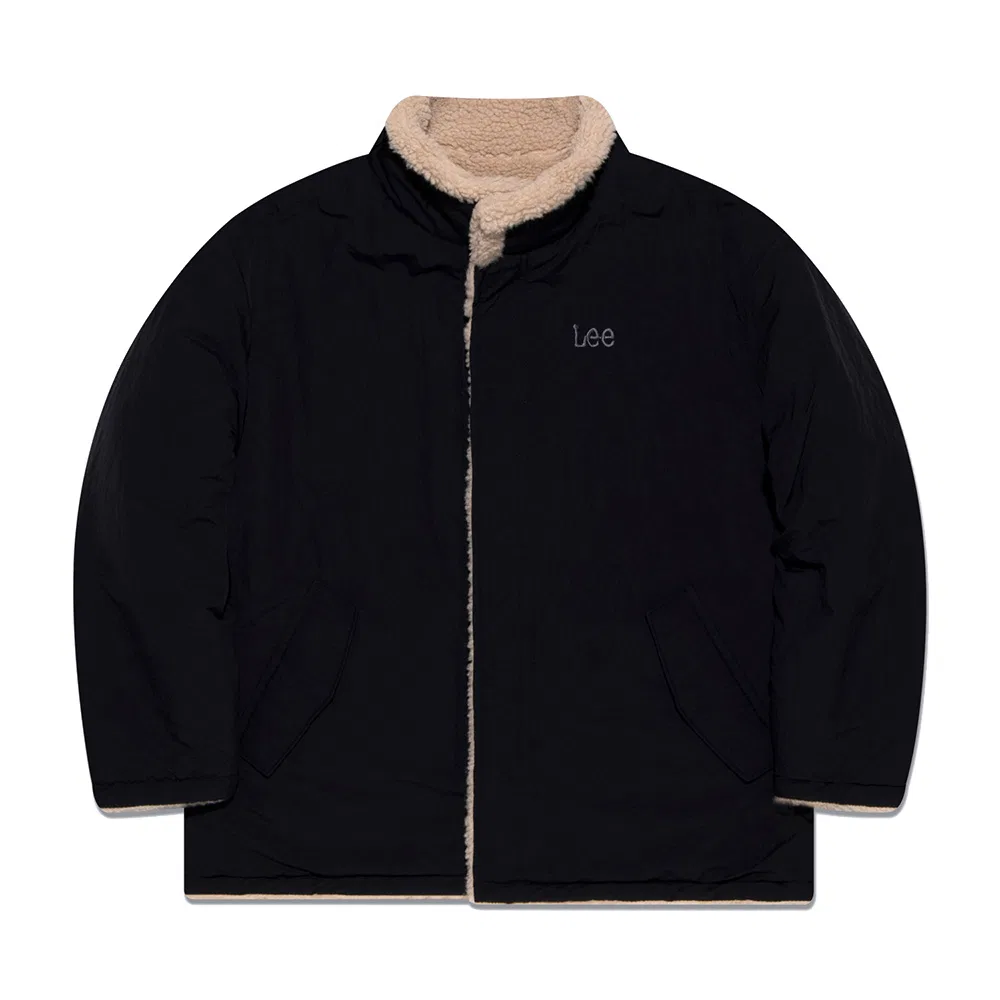 Детская двусторонняя куртка оверсайз из шерпы чёрная от Lee Kids — фото 2