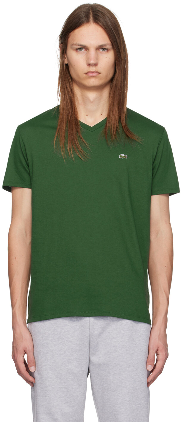 

Зеленая футболка с V-образным вырезом Lacoste