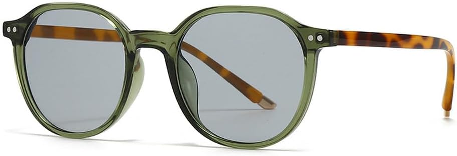 

Популярные модные круглые солнцезащитные очки для женщин, винтажные, с заклепками, панк, мужские, сине-зеленые, с УФ-защитой UV400, градиентные солнцезащитные очки TKKTLLT, Green Light Gray