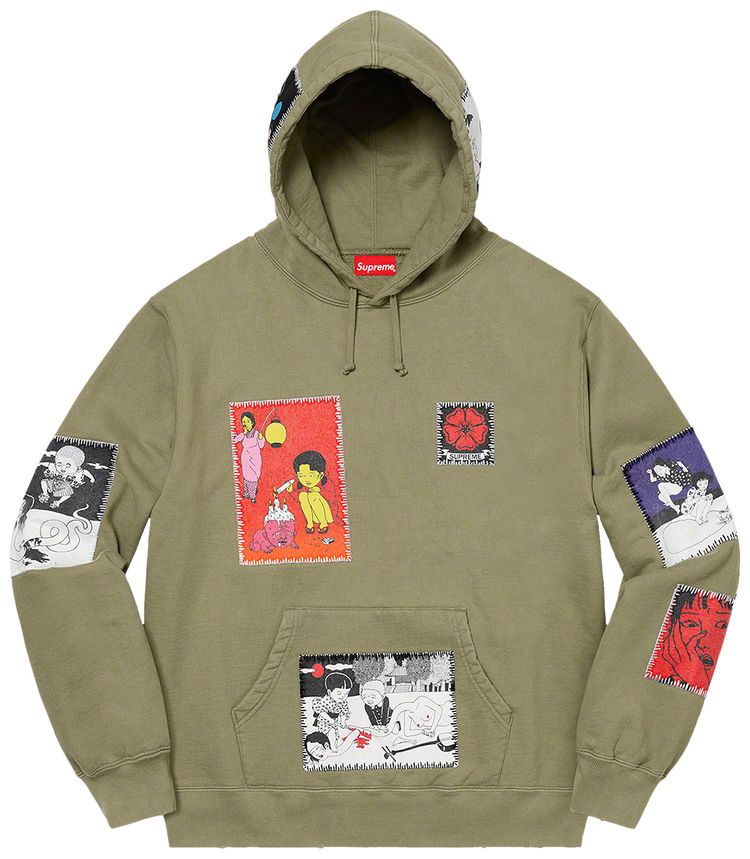 

Толстовка Supreme x Toshio Saeki Hooded Sweatshirt 'Light Olive', зеленый