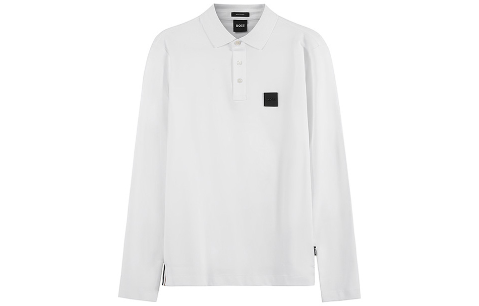 

Хлопковая поло с логотипом HUGO BOSS, белая