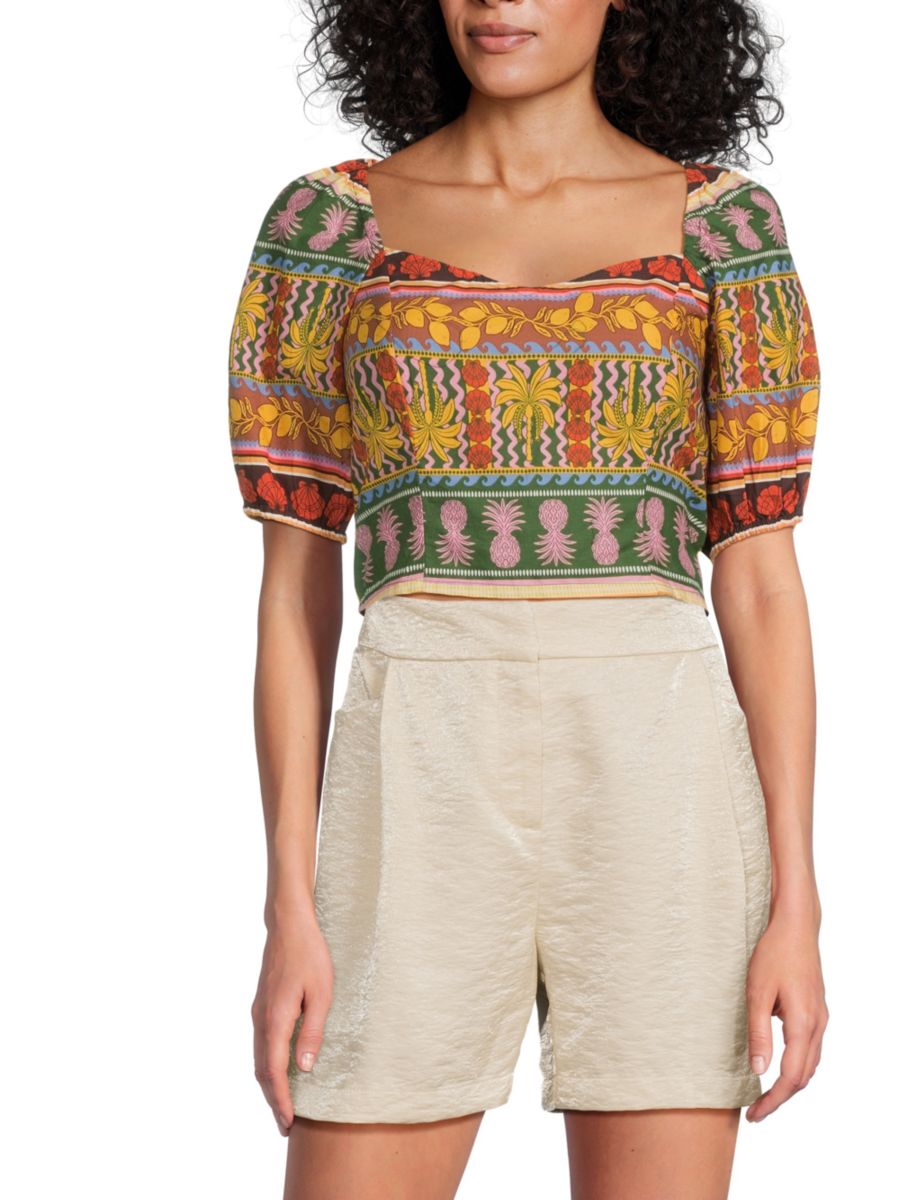 

Укороченный топ из хлопка с вышивкой Vero Moda, цвет Green Multicolor