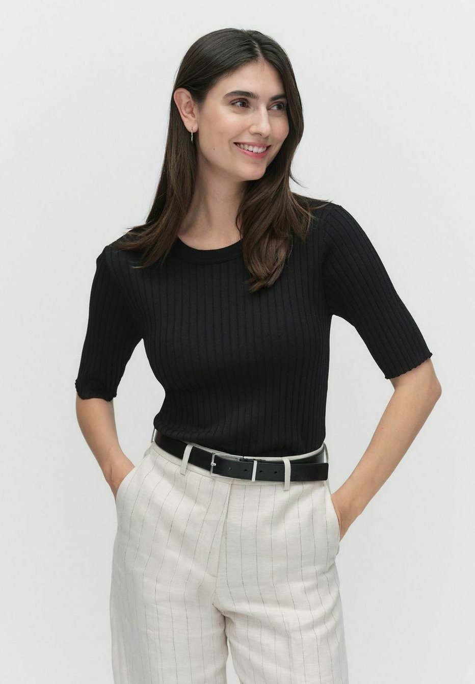 

Базовая футболка RUBY RIBBED STOCKH LM, черный
