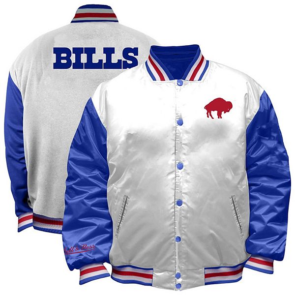 

Женская белая куртка Buffalo Bills в винтажном стиле, plus size, на молнии, из сатина Mitchell & Ness