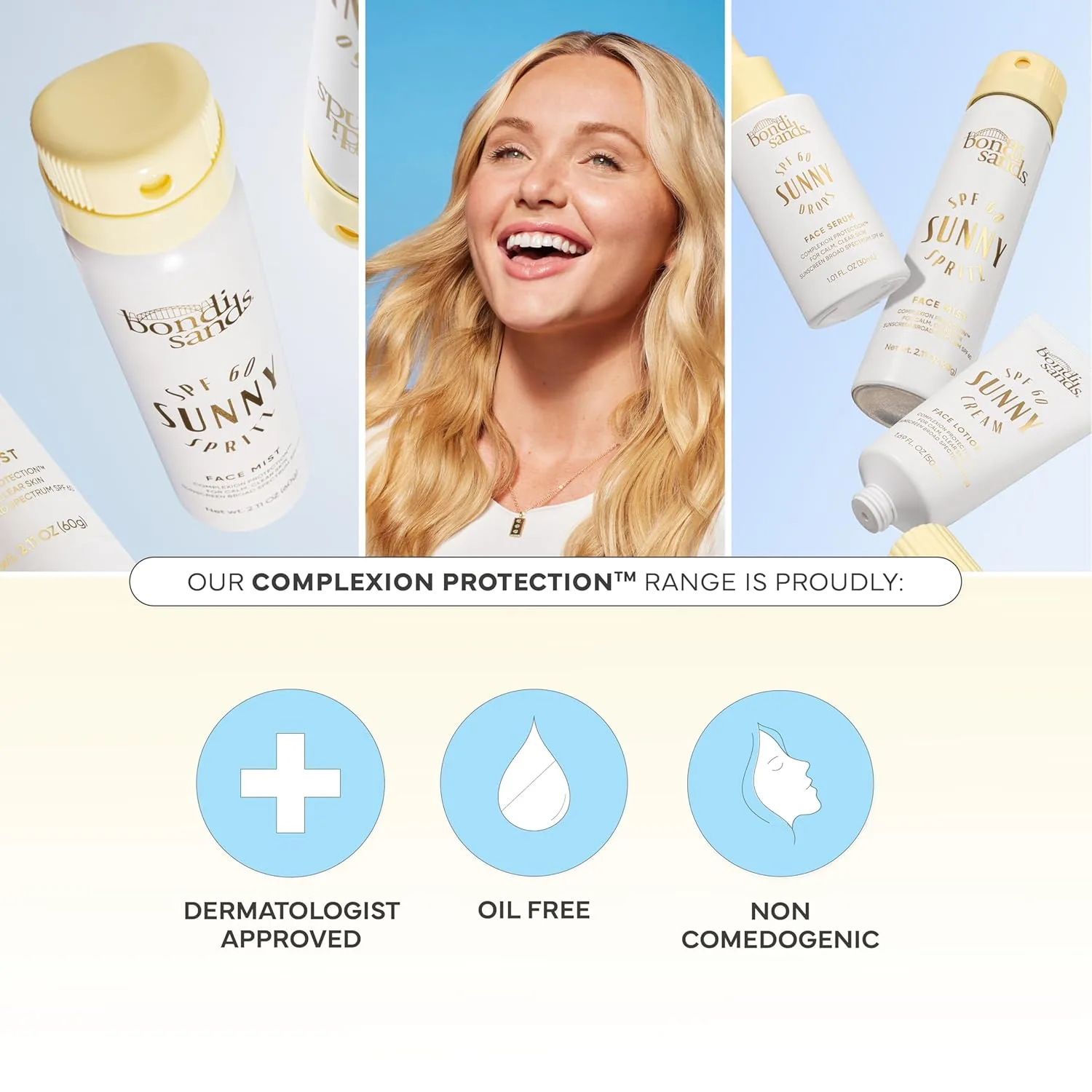 Спрей для лица Bondi Sands Sunny Spritz SPF 60, питательный и увлажняющий солнцезащитный крем широкого спектра действия, без масел, одобрен дерматологами, водостойкий, 2,11 унции. — фото 2