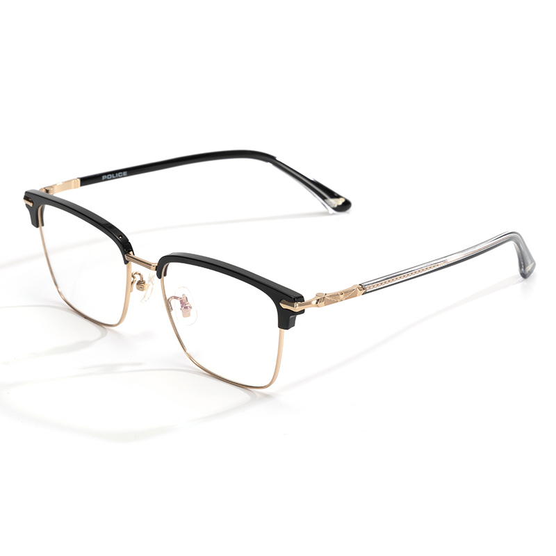 

Police Титановые квадратные очки унисекс черные, VPLT10K-0700 Bright Black+Gloss Light Gold