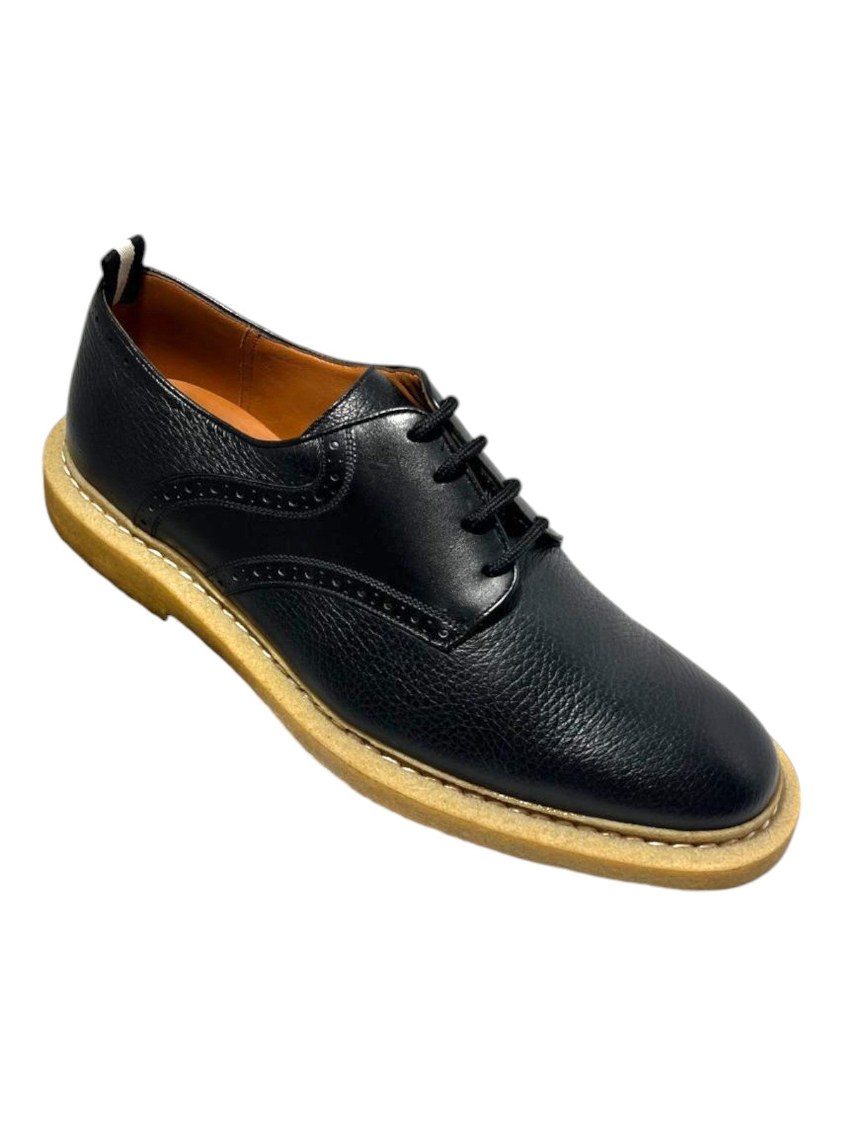 

Bally Nek 6222929 Мужские черные туфли из перфорированной зернистой кожи оленя