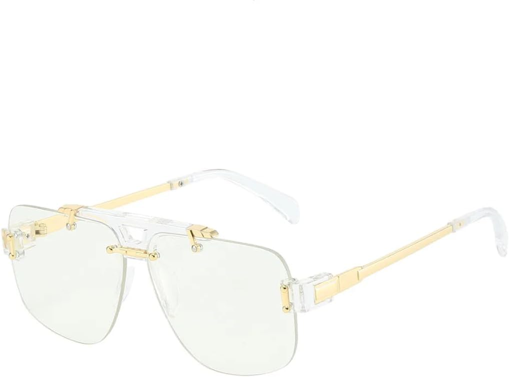 

Классические солнцезащитные очки в полуободковой оправе для женщин и мужчин, винтажные, большие, в стиле панк, металлические, роскошные, дизайнерские, популярные солнцезащитные очки с защитой от УФ-излучения SZVVBKK, Gold Clear