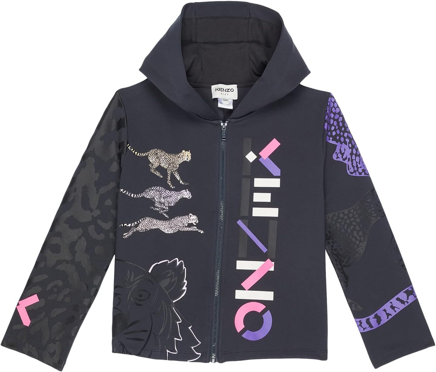 

Худи Kenzo Cheetah Print Zip-Up Hoodie, цвет Dark Grey
