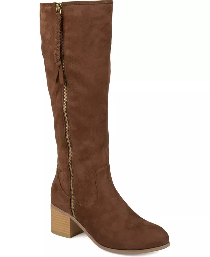 Женские сапоги Sanora Wide Calf Stacked Heel Mid Shaft Journee Collection, коричневый