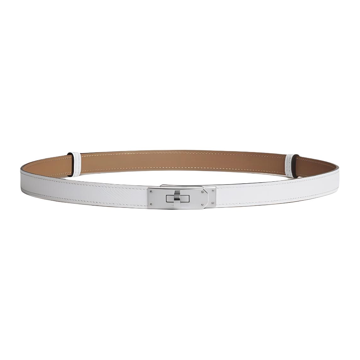 

HERMES Женский белый ремень из телячьей кожи шириной 1,8 см, White