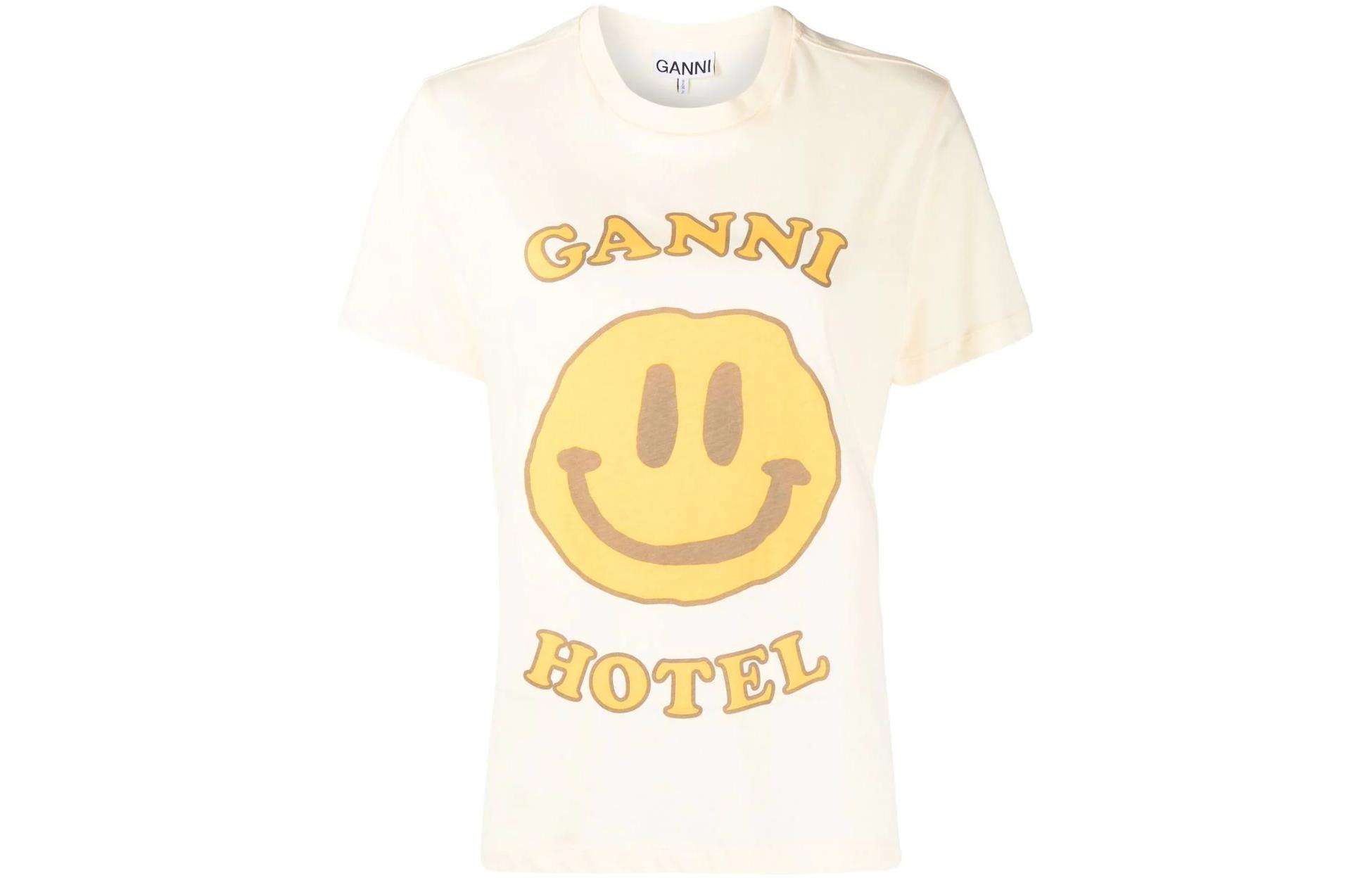 

Футболка женская бежевая GANNI, Бежевый, Футболка женская бежевая GANNI