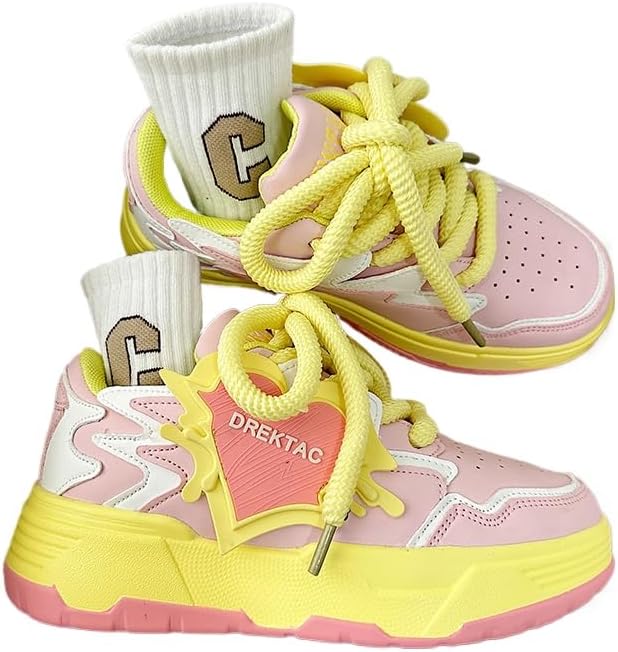 

Кроссовки ZQW для пар с массивной подошвой, унисекс, несочетающиеся, стиль Y2K, модная уличная обувь, шнуровка, повседневные спортивные кроссовки для женщин и мужчин, розовый