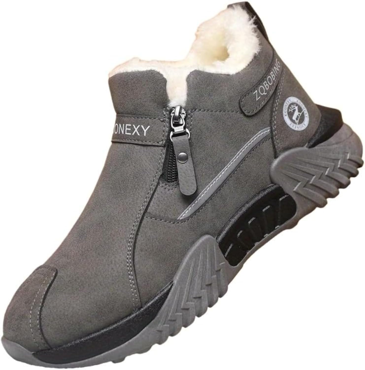 

Мужские зимние теплые снежные ботинки, водонепроницаемые ботинки с меховой подкладкой, ботильоны на мягкой подошве для мужчин, обувь для прогулок на улице Zplmide, серый