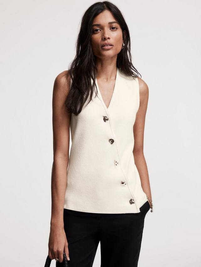 

Асимметричный вязаный жилет Mint Velvet, цвет White Ivory