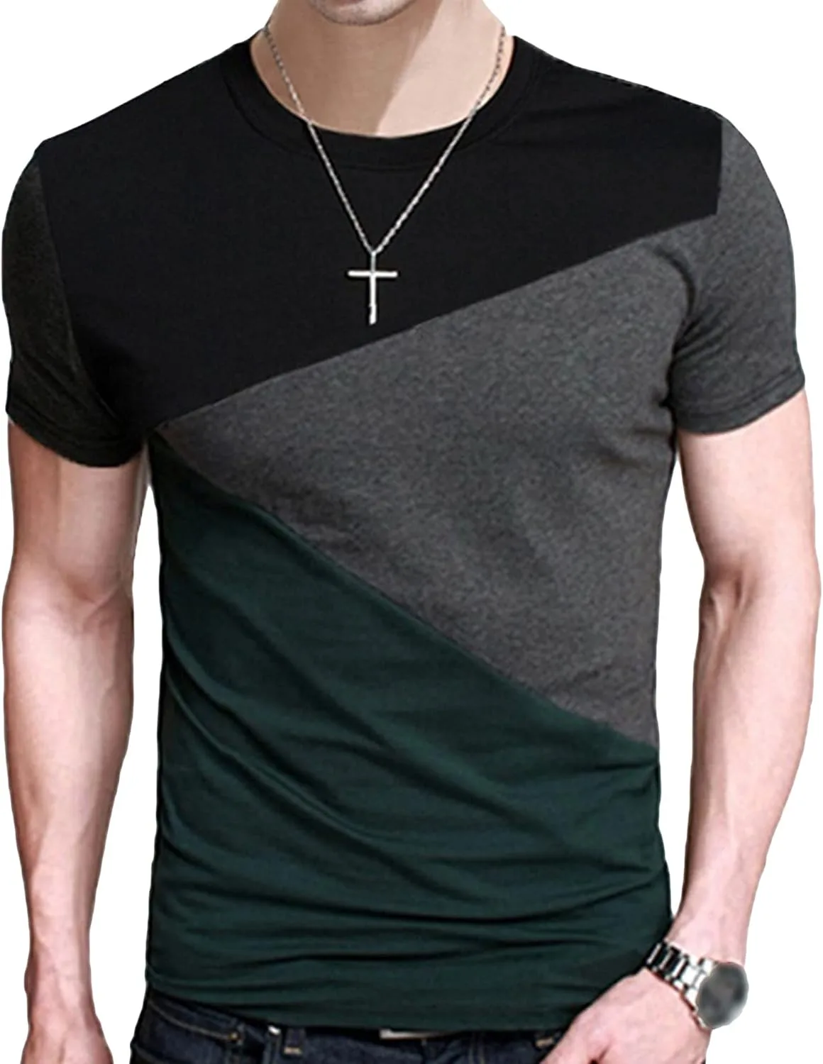 

Мужская футболка с цветными блоками и полосками