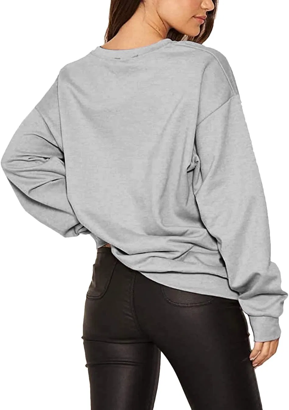 Свитшот с принтом коровы, женский, Casual, Long Sleeve, серый — фото 2