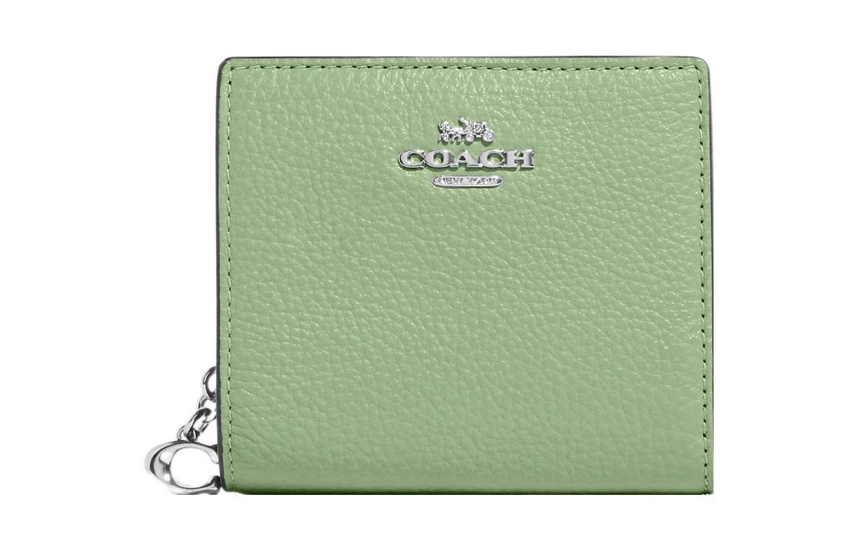 

COACH Кожаный картхолдер мини кошелек женский травяной зеленый