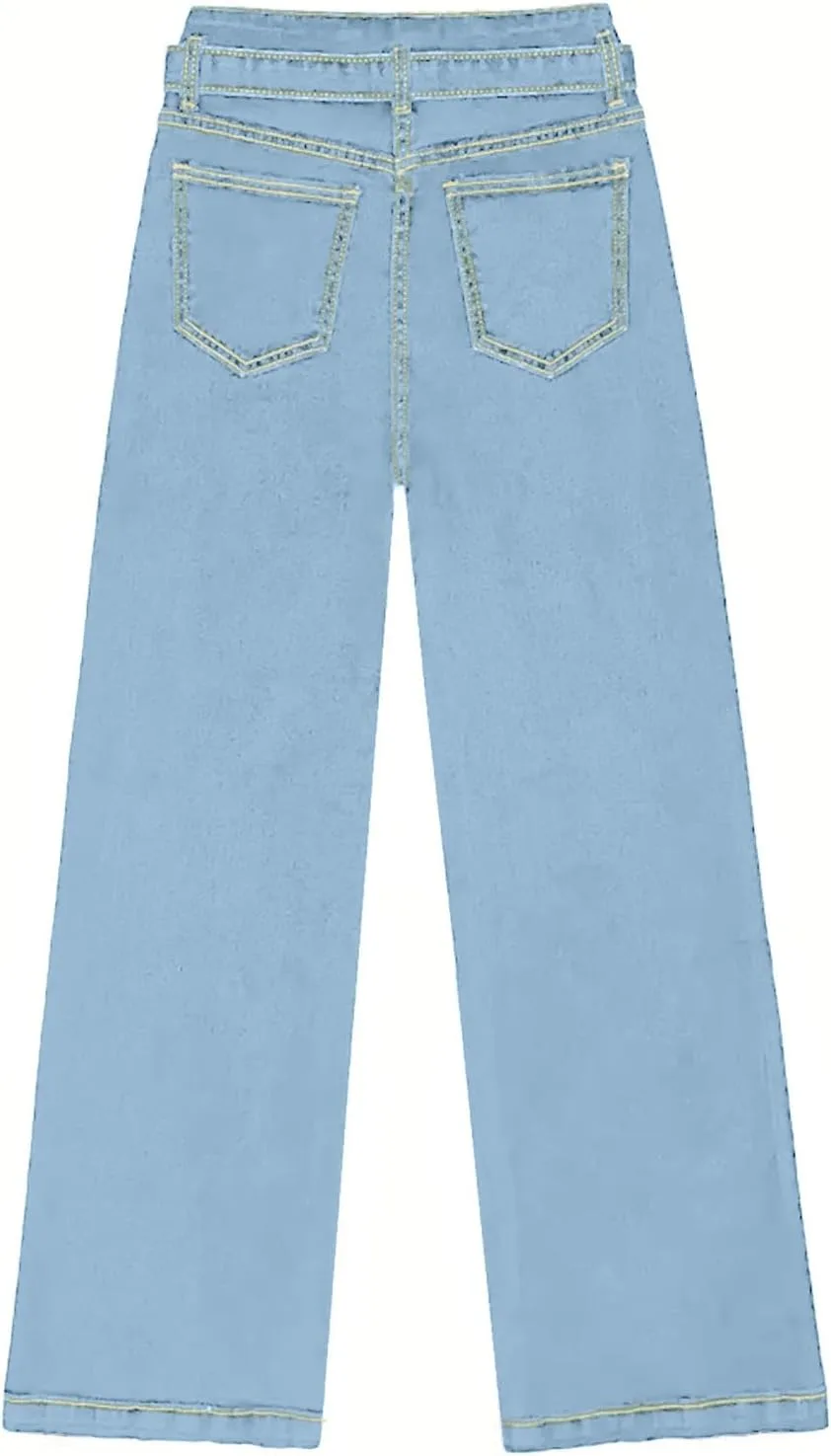 Женские джинсы Casual Wide Leg с высокой посадкой и завязкой — фото 4