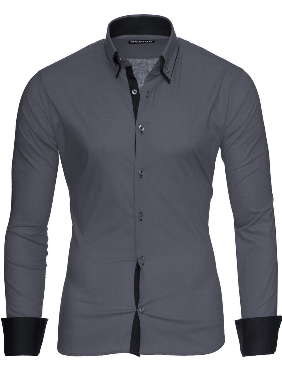 

Рубашка Slim Fit на пуговицах Reslad RS7050, антрацит