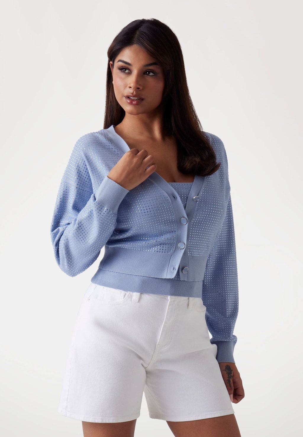 

Кардиган CROPPED Guess, светло-голубой