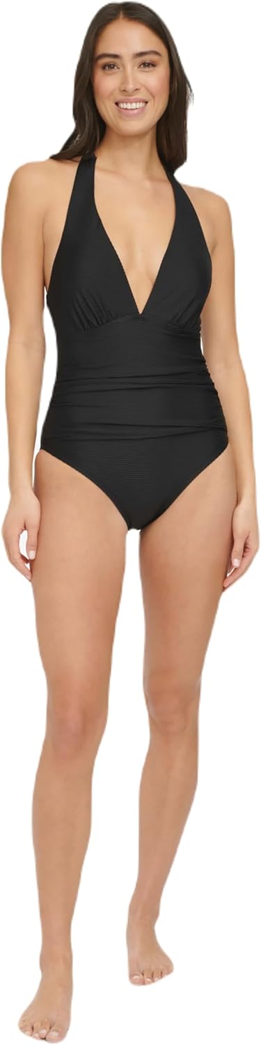 

Женский слитный купальник Tommy Hilfiger Stretch Tummy Control с бретелями через шею, Ebony, Черный, Женский слитный купальник Tommy Hilfiger Stretch Tummy Control с бретелями через шею, Ebony
