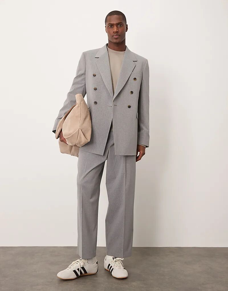 

Брюки-баллоны ASOS DESIGN серого цвета в тонкую полоску