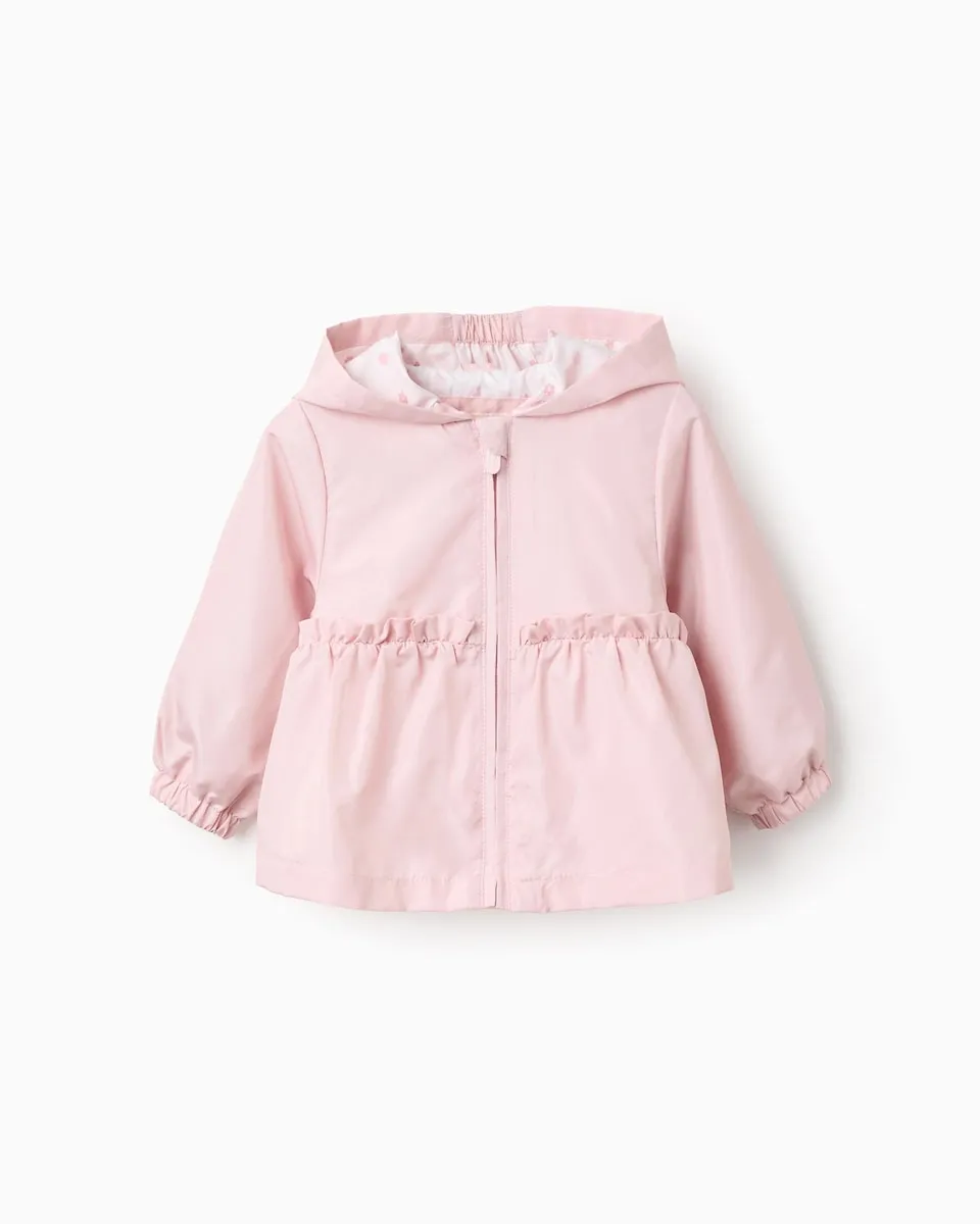 

Детская парка с капюшоном и воланами, с цветочной подкладкой Zippy, светло-розовый