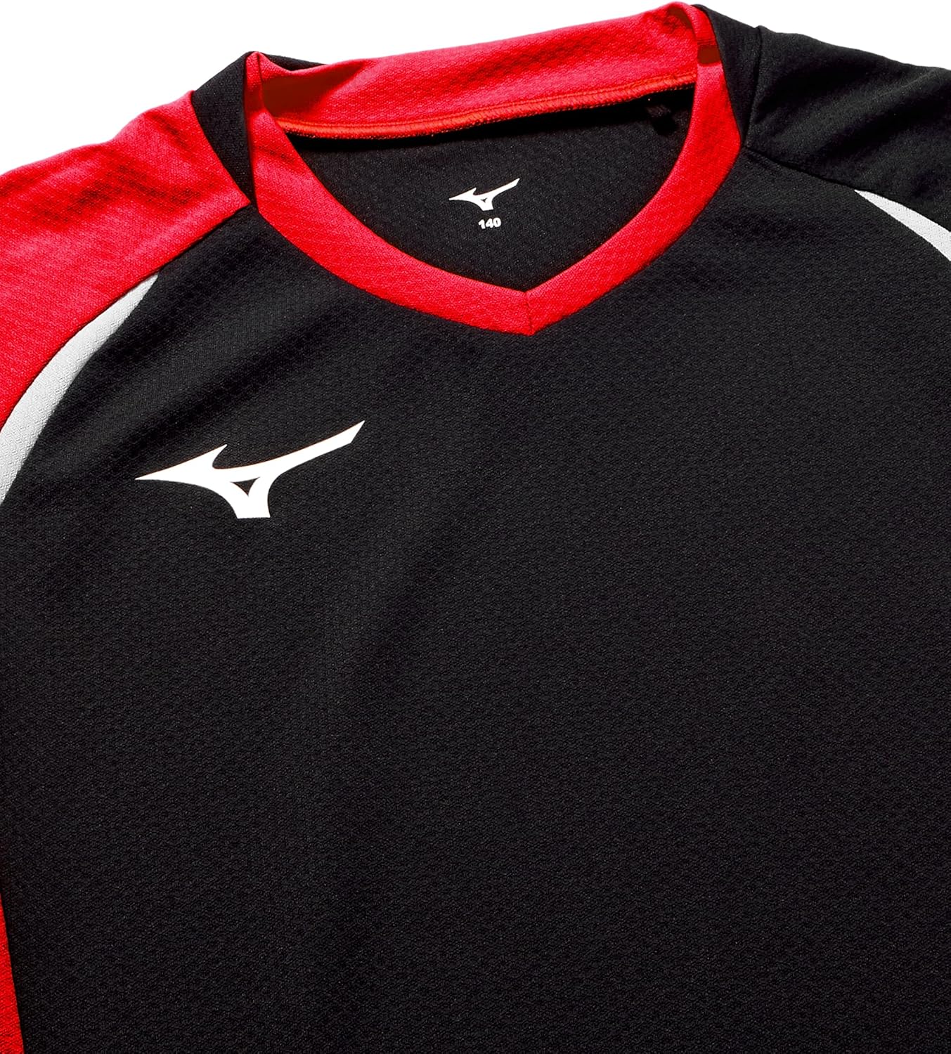 Волейбольная футболка Mizuno V2MA2112, игровая футболка, с коротким рукавом, влагоотводящая, быстросохнущая, доступна в детском варианте, белый/черный/красный — фото 3