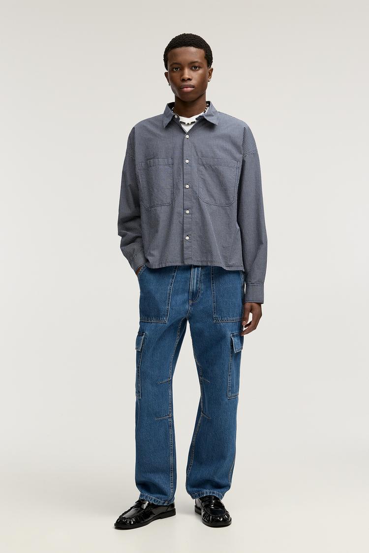 

Джинсы-Карго прямого покроя Pull And Bear, синий