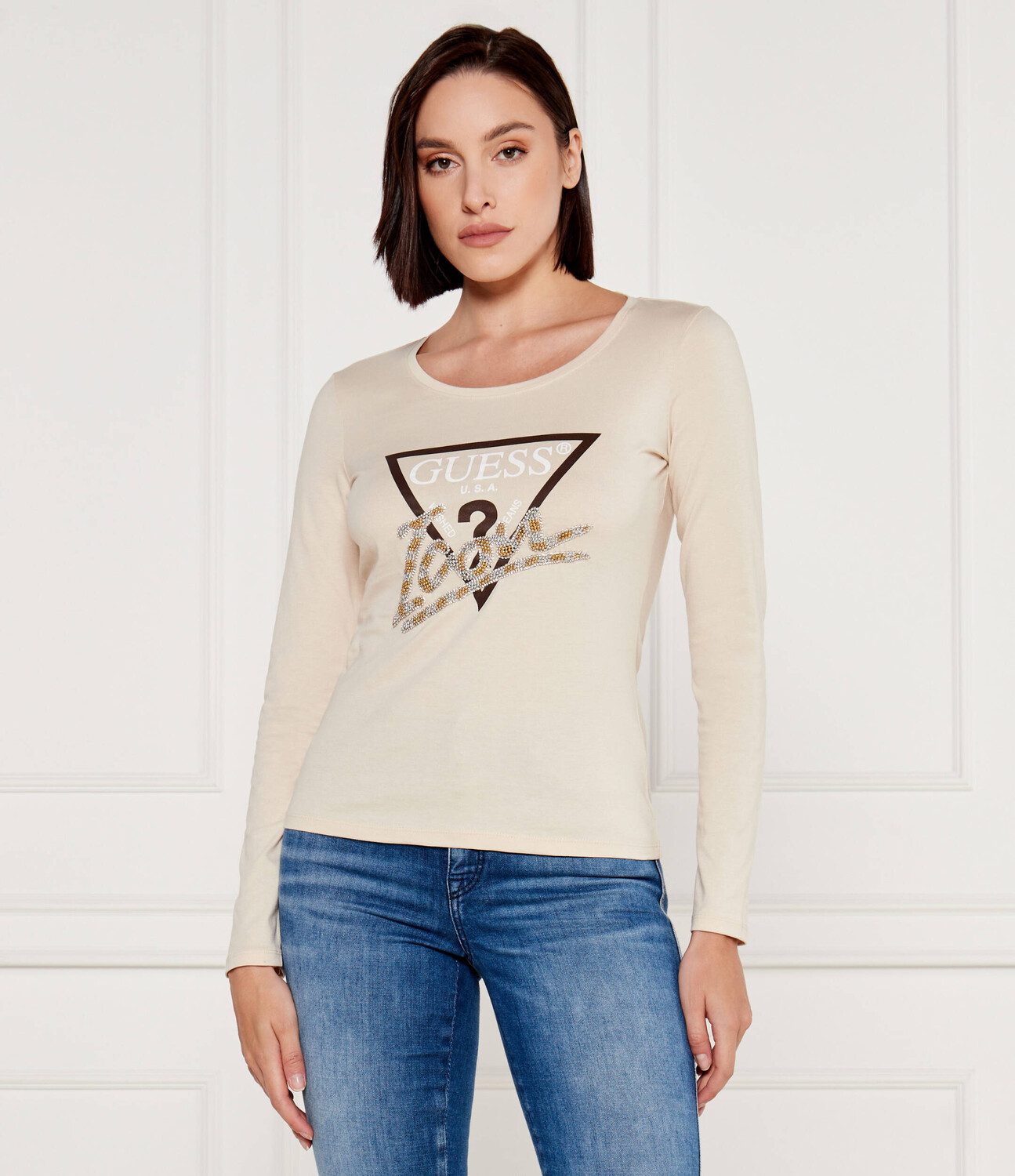 

Блуза GUESS Regular Fit, бежевый