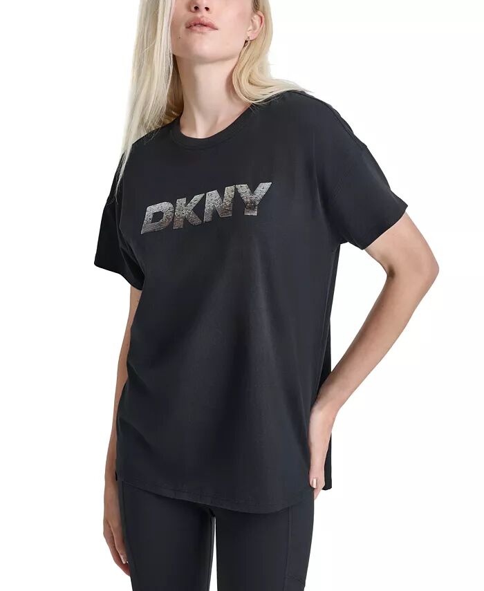 

Женская футболка с логотипом Ombre Sequin DKNY, черный
