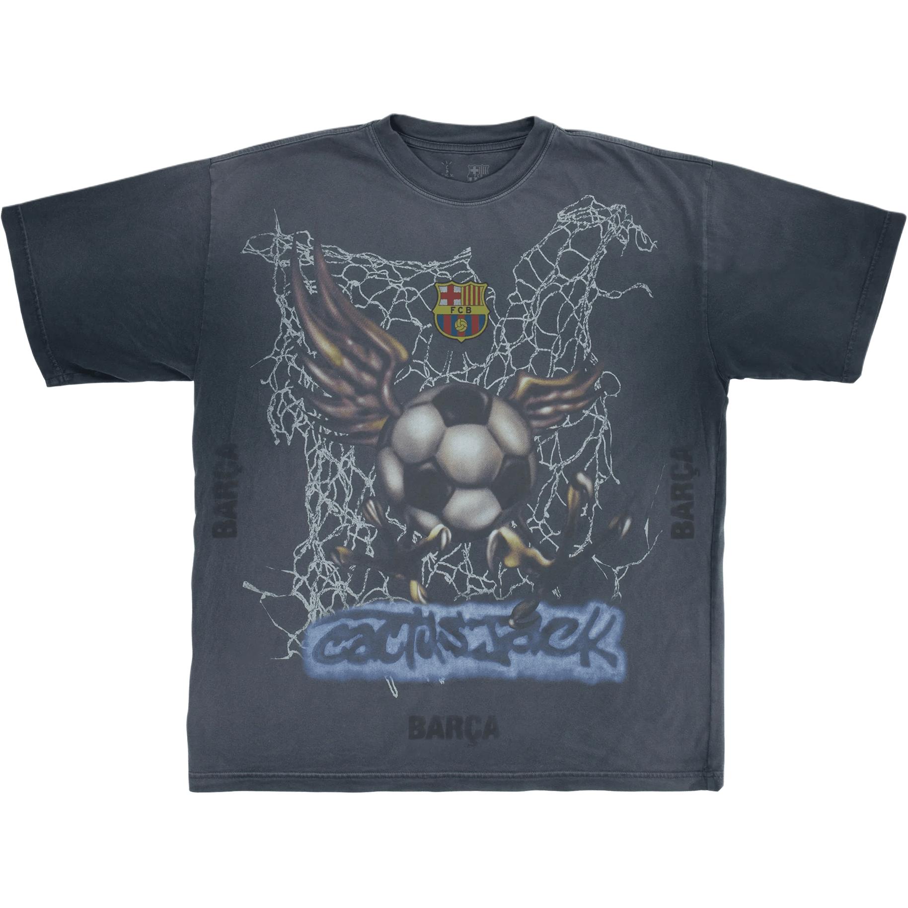 

Футболка Cactus Jack By X Fc Barcelona с выцветшим логотипом Travis Scott, серый