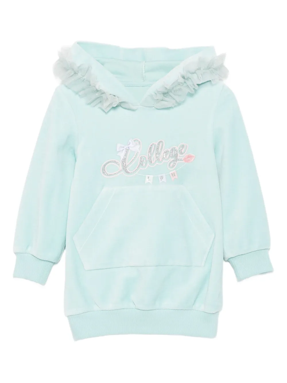 

Велюровое платье с оборками на капюшоне Lapin House, синий