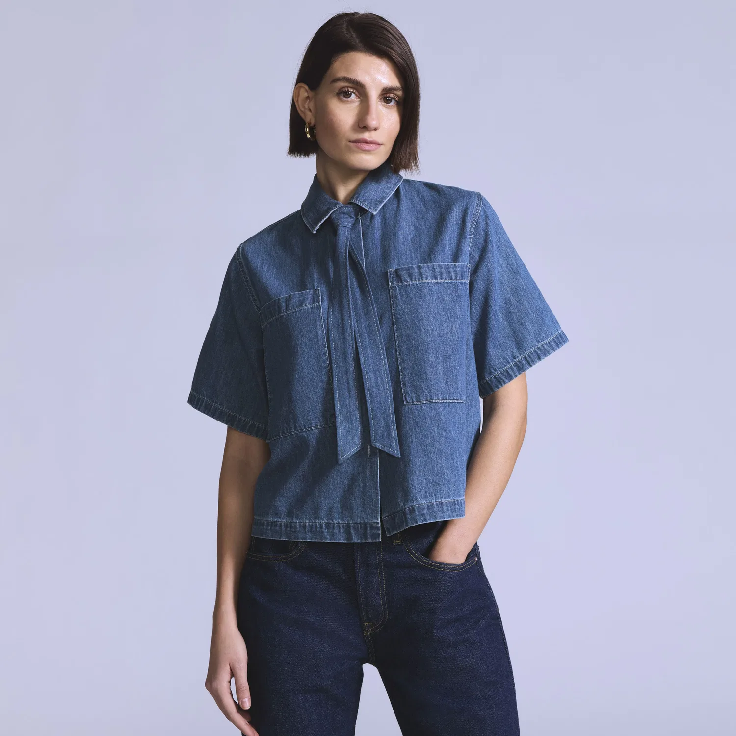 Женская футболка с коротким рукавом в стиле «кафе-шоп» Levi's, Medium Wash