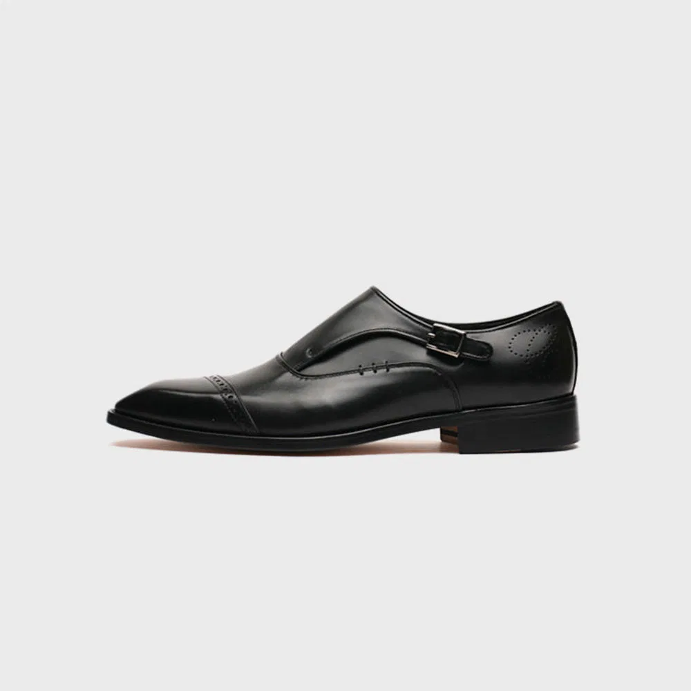 Мужские чёрные туфли монки Single Monk Strap от Clato