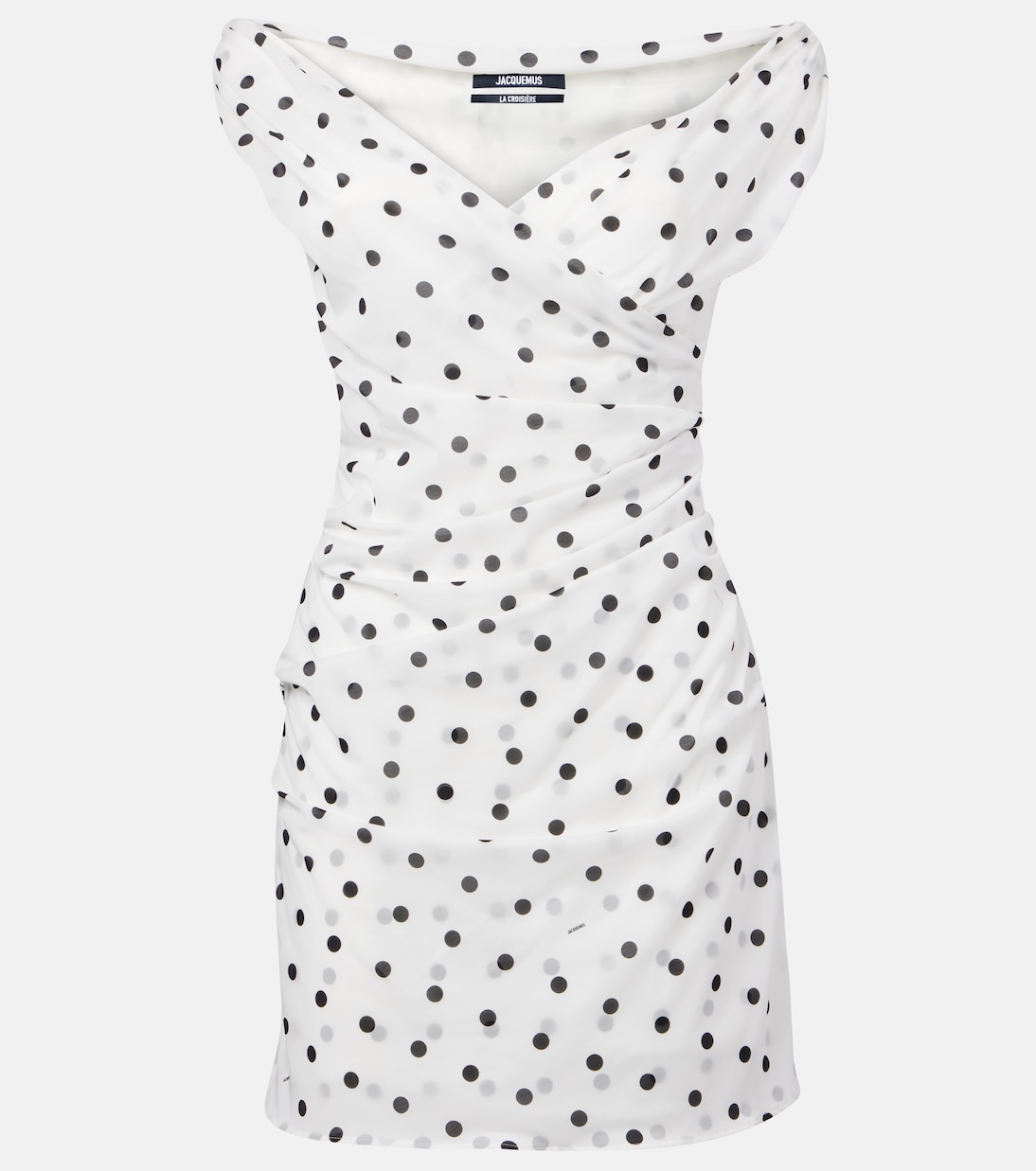 Мини-платье Риты в горошек с драпировкой Jacquemus, Print Dots Logo White/B
