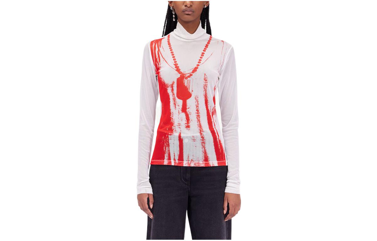 

Джерси с высоким воротником MM6 Maison Margiela, белый красный