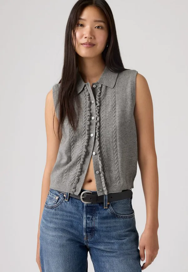 Очень мягкий жилет с мини-рюшами. Levi'S, Dark Heather Gray Bros
